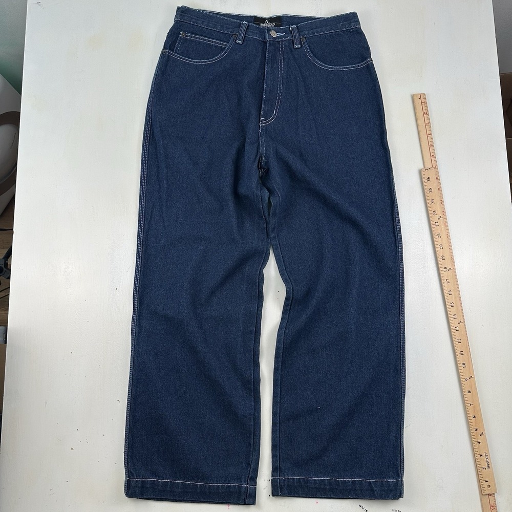 VTG 90s American Exchange Baggy Wide Leg Jeans Men Fits 32x30 Blue Hiphop Skater - Picture 4 of 10